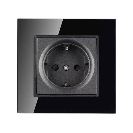 Priză simplă 16A cu ramă din sticlă neagră V-Tac SKU-8399