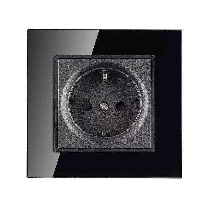 Priză simplă 16A cu ramă din sticlă neagră V-Tac SKU-8399
