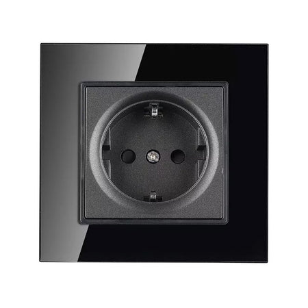 Priză simplă 16A cu ramă din sticlă neagră V-Tac SKU-8399