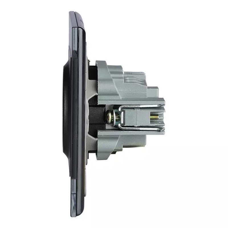 Priză simplă 16A cu ramă din sticlă neagră V-Tac SKU-8399