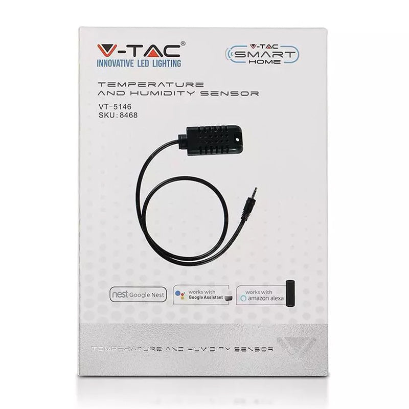 Senzor de temperatură și umiditate, negru, IP20, ABS, V-Tac SKU-8468