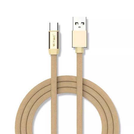 Cablu de alimentare USB cu mufă USB-C de 1 m auriu cu curent 2,4 A V-Tac SKU-8499