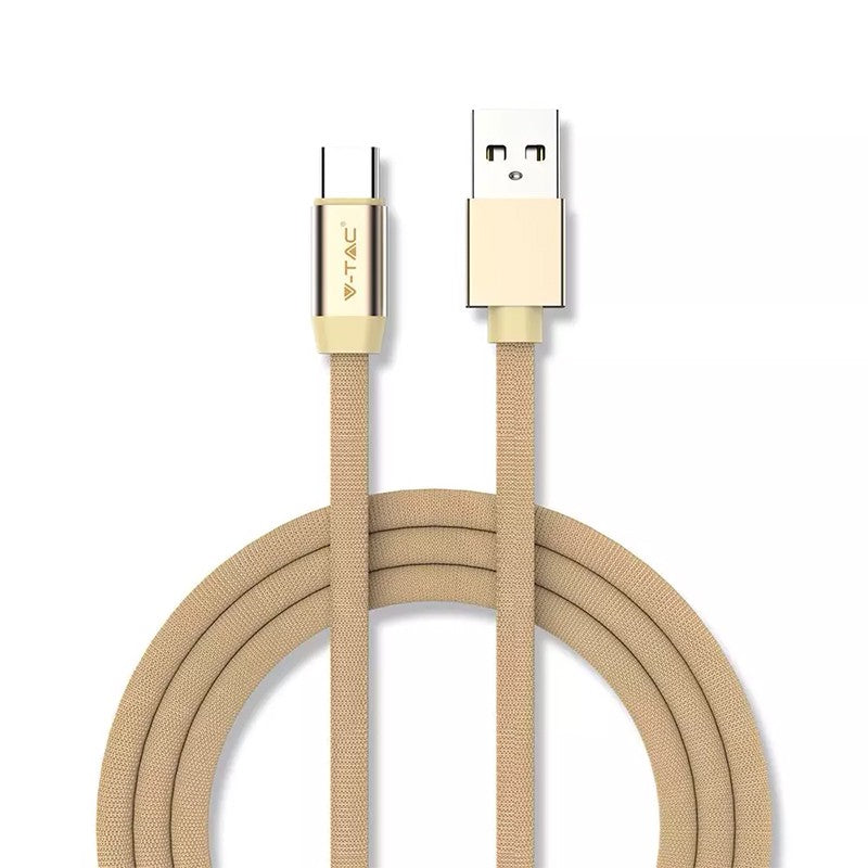 Cablu de alimentare USB cu mufă USB-C de 1 m auriu cu curent 2,4 A V-Tac SKU-8499