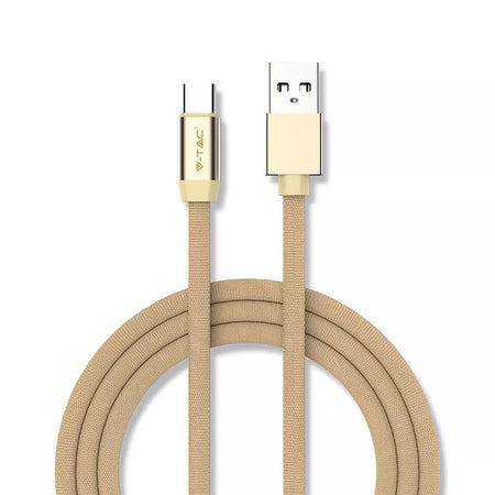 Cablu de alimentare USB cu mufă USB-C de 1 m auriu cu curent 2,4 A V-Tac SKU-8499
