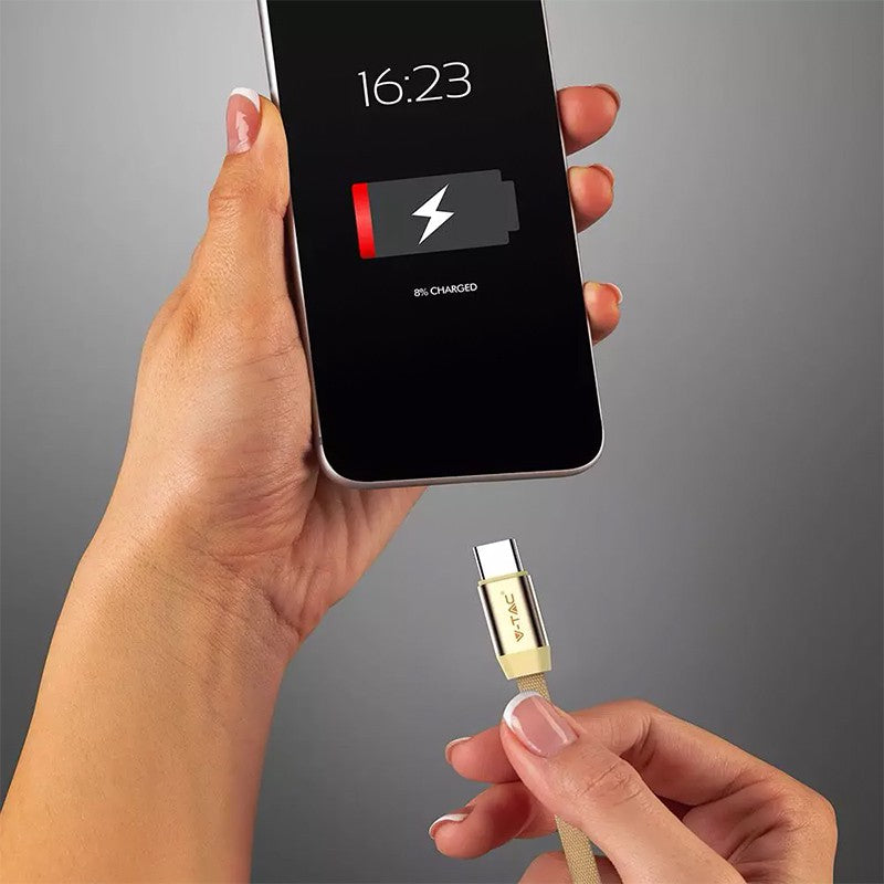 Cablu de alimentare USB cu mufă USB-C de 1 m auriu cu curent 2,4 A V-Tac SKU-8499