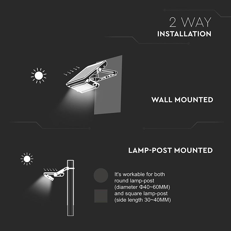 Reflector LED 10 W, solar, IP65, senzor, 4000 K, montaj perete V-Tac SKU-8550