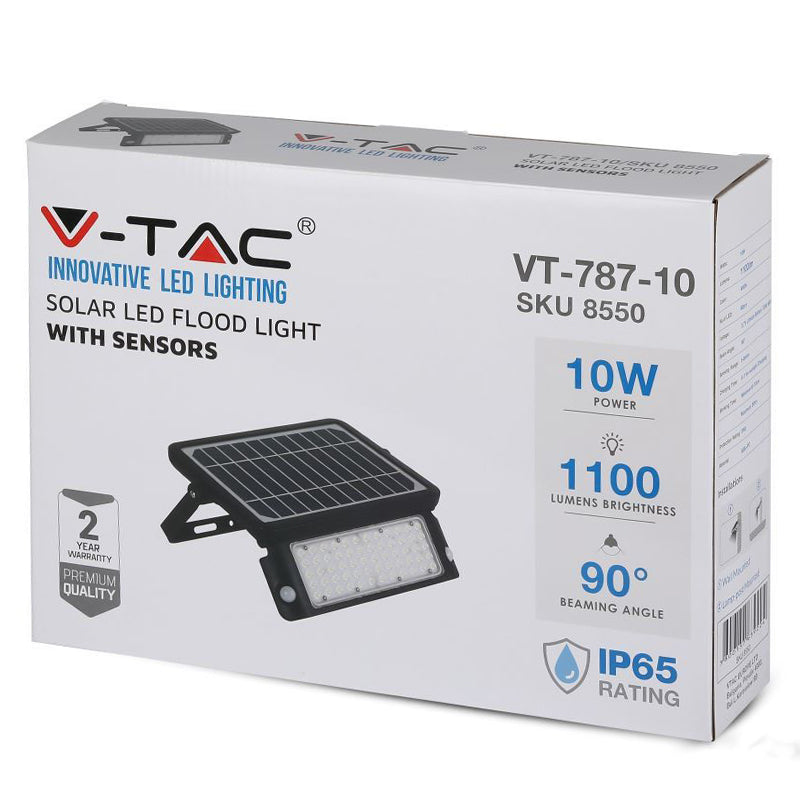 Reflector LED 10 W, solar, IP65, senzor, 4000 K, montaj perete V-Tac SKU-8550