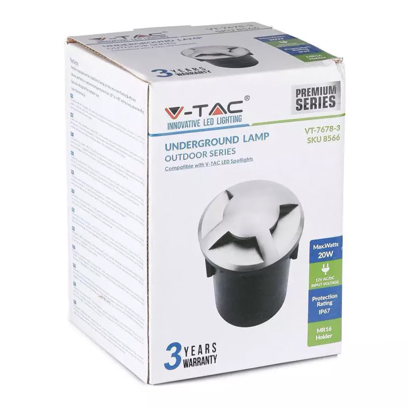 Corp de iluminat încastrat cu soclu MR16 și IP67 din oțel inoxidabil V-Tac SKU-8566
