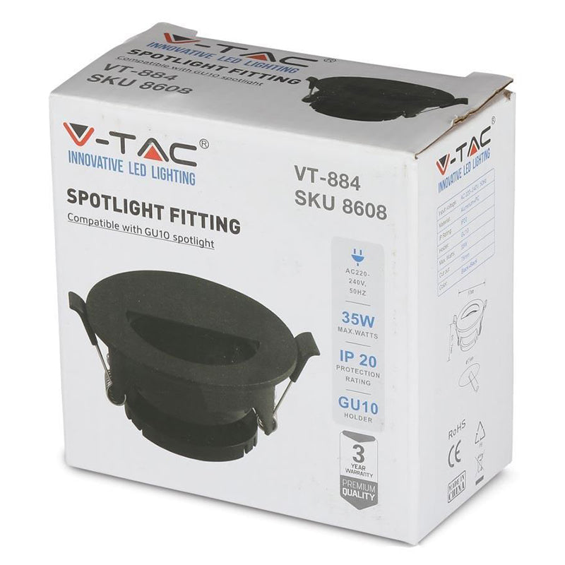 Corp spot GU10 negru incastrat, max. 35W, IP20, V-Tac SKU-8608