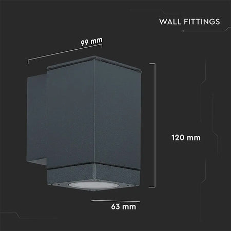 Lampă de perete cu soclu GU10 IP44 gri max. 20 W V-Tac SKU-8626