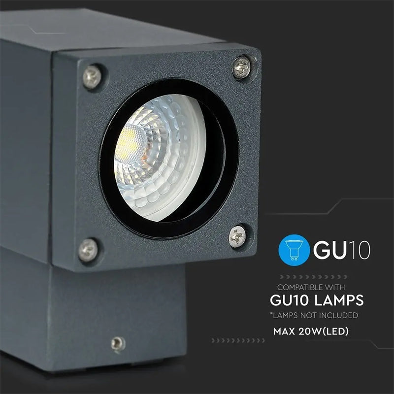 Lampă de perete cu soclu GU10 IP44 gri max. 20 W V-Tac SKU-8626