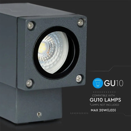Lampă de perete cu soclu GU10 IP44 gri max. 20 W V-Tac SKU-8626