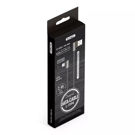 Cablu USB - Micro USB cu unghi de 90° și lungime de 1 m, negru Diamond Edition V-Tac SKU-8635