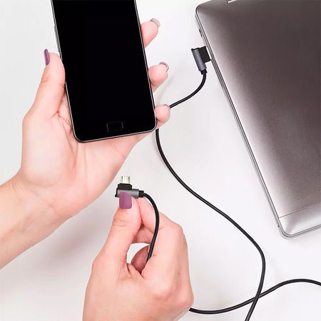 Cablu USB - Micro USB cu unghi de 90° și lungime de 1 m, negru Diamond Edition V-Tac SKU-8635