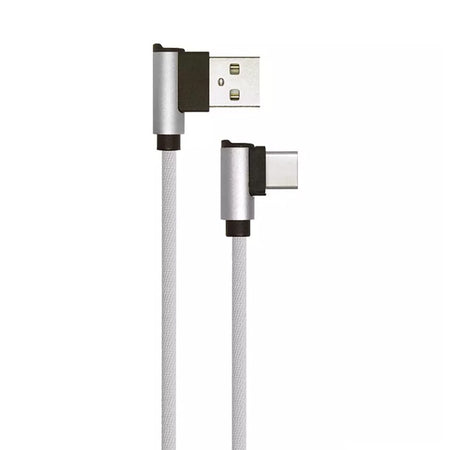 Cablu USB-A la USB tip C Diamond Edition de 1 m argintiu cu conectori la 90 de grade V-Tac SKU-8639