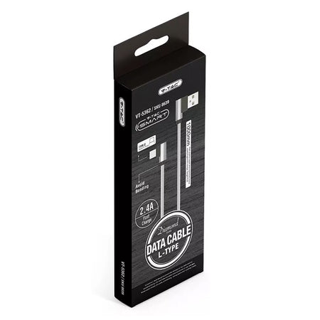 Cablu USB-A la USB tip C Diamond Edition de 1 m argintiu cu conectori la 90 de grade V-Tac SKU-8639
