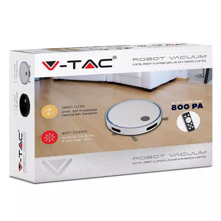 Aspirator robot cu telecomandă și filtru HEPA alb-albastru V-Tac SKU-8660