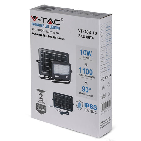 Reflector LED 10W 4000K cu încărcare solară exterior IP65 V-Tac SKU-8674