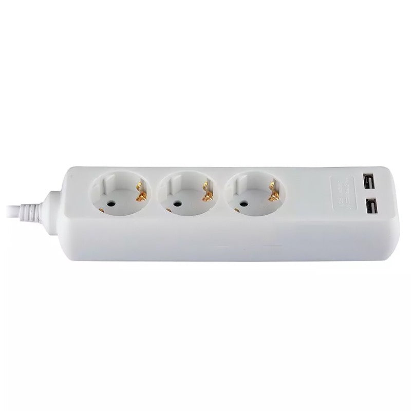 Prelungitor 3 Cai + 2usb 1.5m(3g1.5mm2) Alb