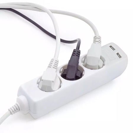 Prelungitor 3 Cai + 2usb 1.5m(3g1.5mm2) Alb