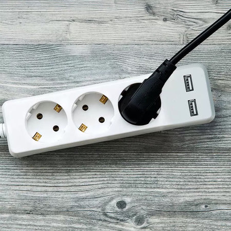 Prelungitor 3 Cai + 2usb 5m(3g1.5mm2) Alb
