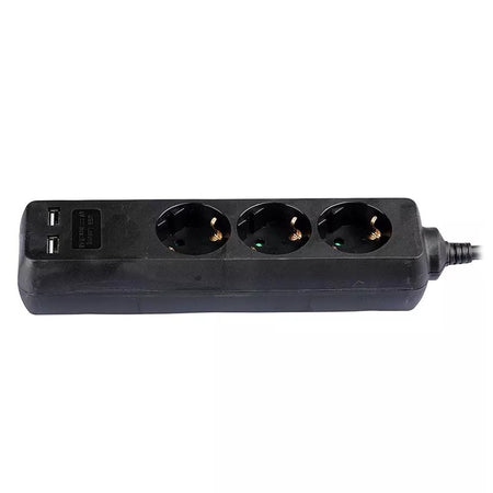 Prelungitor 3 Cai + 2usb 1.5m(3g1.5mm2) Negru