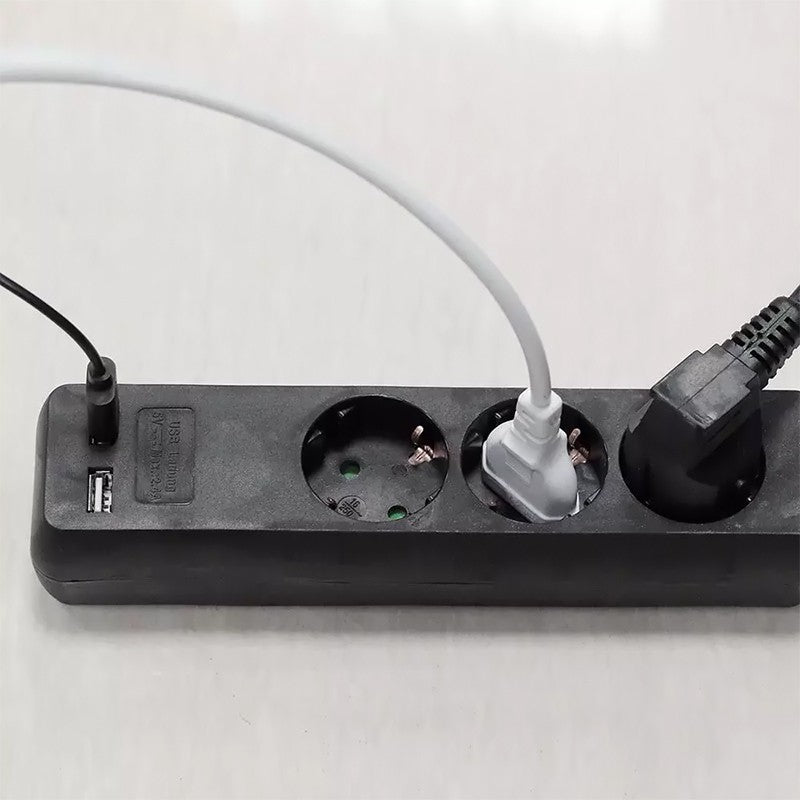 Prelungitor 3 Cai + 2usb 5m(3g1.5mm2) Negru