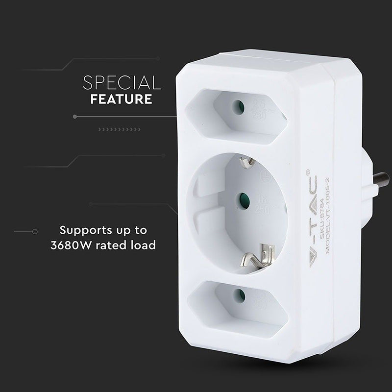 Adaptor 3 Prize 2x2.5a Si 1x16a Max 3680w SKU-8784