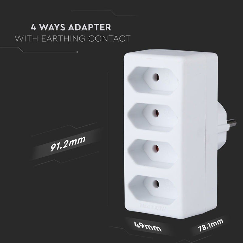 Adaptor 4 Prize 4x2.5a Max 3680w SKU-8785