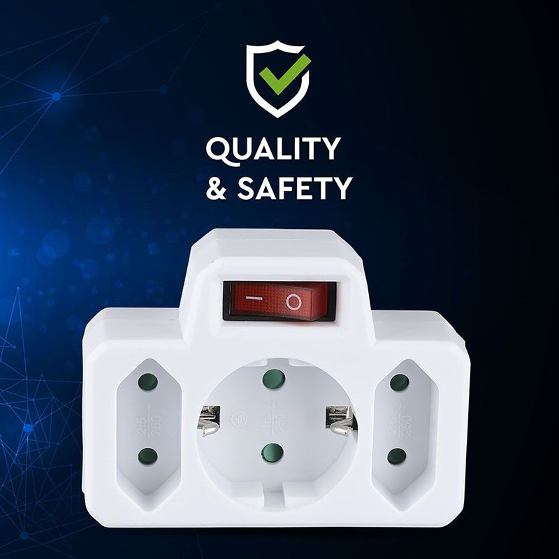 Adaptor 3 Prize Cu Intrerupator 2x2.5a Si 1x16a Max 3680w