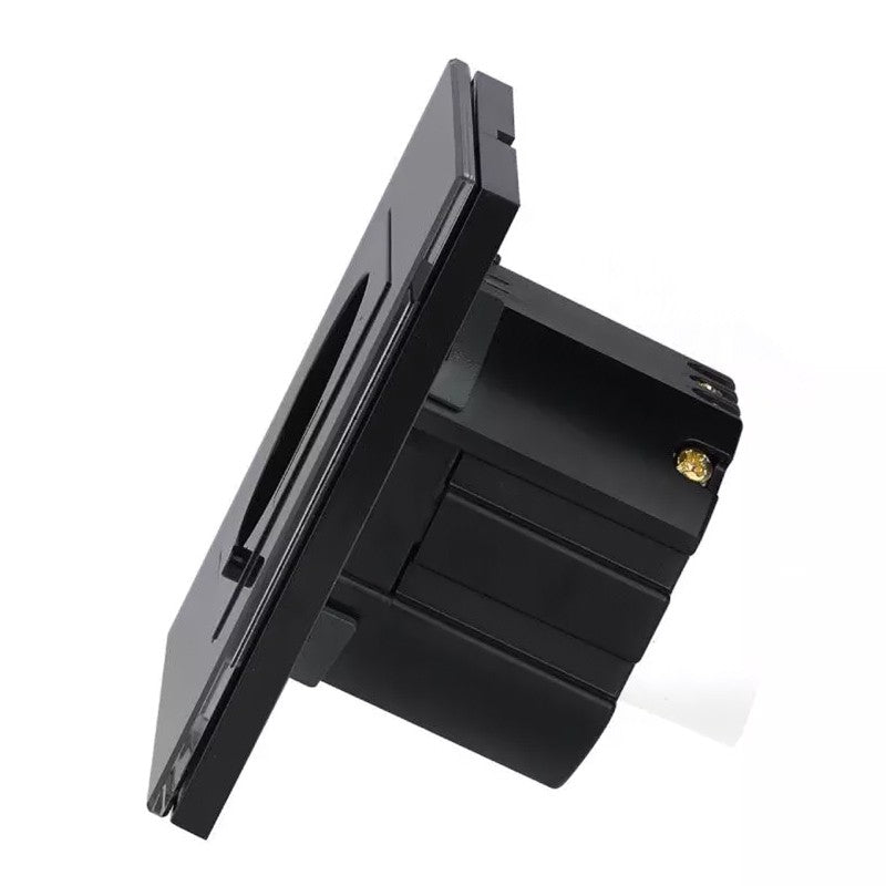 Priza Smart Simpla 16a Cu Rama Din Sticla , Negru SKU-8797