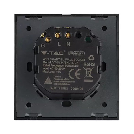 Priza Smart Simpla 16a Cu Rama Din Sticla , Negru SKU-8797