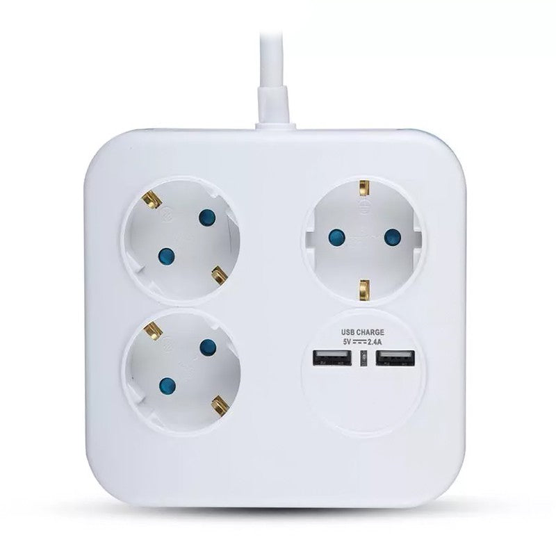 Prelungitor 3x1.5mm 1.4m 4 Cai 16a + 2 Usb 2.1a