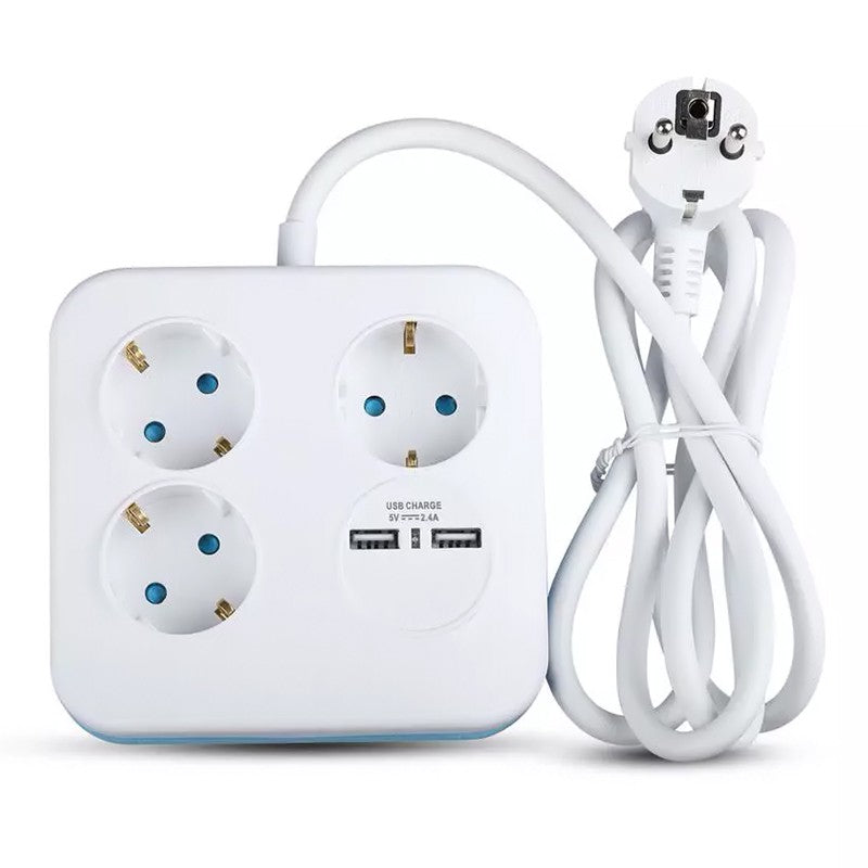 Prelungitor 3x1.5mm 1.4m 4 Cai 16a + 2 Usb 2.1a