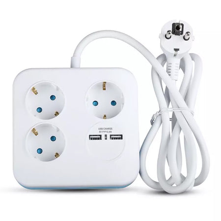 Prelungitor 3x1.5mm 1.4m 4 Cai 16a + 2 Usb 2.1a