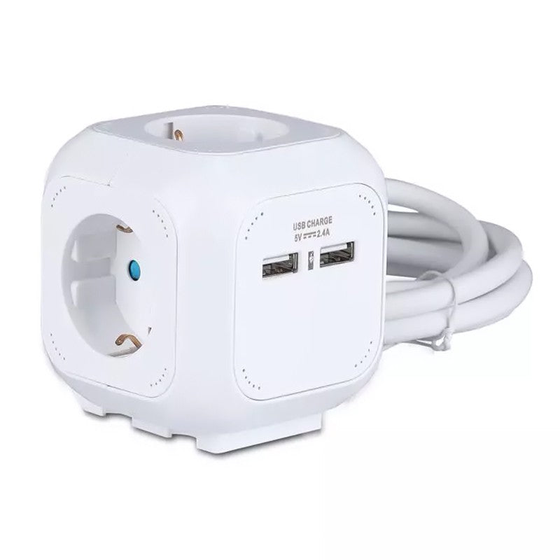 Prelungitor cubic de 1,4 m cu 4 căi și 2 porturi USB V-Tac SKU-8800