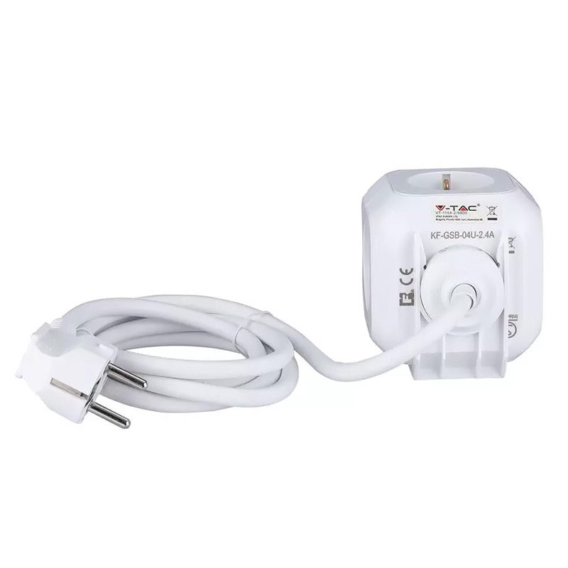 Prelungitor cubic de 1,4 m cu 4 căi și 2 porturi USB V-Tac SKU-8800