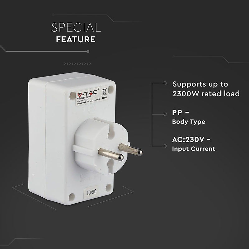Adaptor 4 prize, 2300 W, IP20, alb, V-Tac SKU-8803
