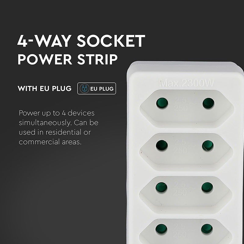 Adaptor 4 prize, 2300 W, IP20, alb, V-Tac SKU-8803