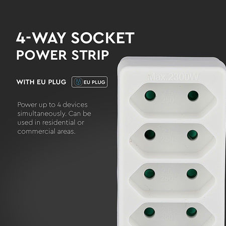 Adaptor 4 prize, 2300 W, IP20, alb, V-Tac SKU-8803