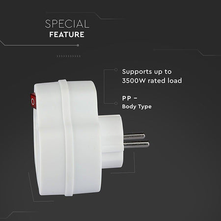 Adaptor 3 Prize Cu Intrerupator 3x16a Max 3500w