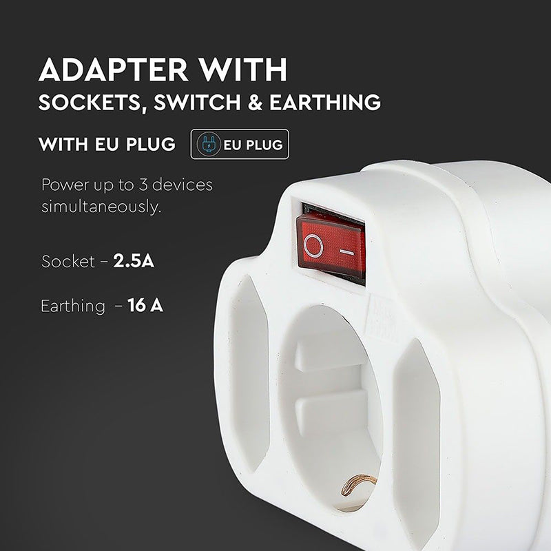 Adaptor 3 Prize Cu Intrerupator 3x16a Max 3500w