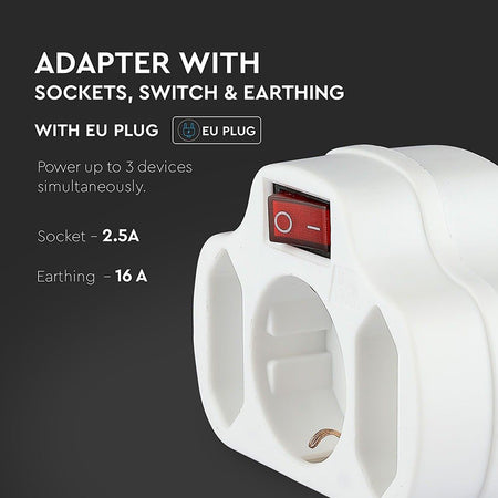 Adaptor 3 Prize Cu Intrerupator 3x16a Max 3500w