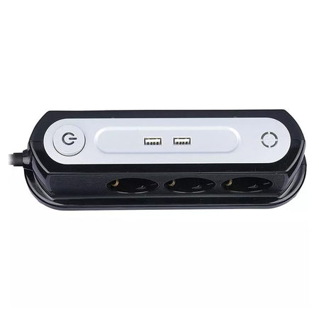 Prelungitor 3cai + 2usb 1.4m (3g1.5mm2) - Negru