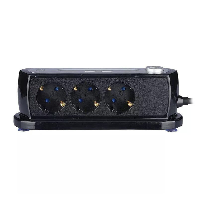 Prelungitor 3cai + 2usb 1.4m (3g1.5mm2) - Negru