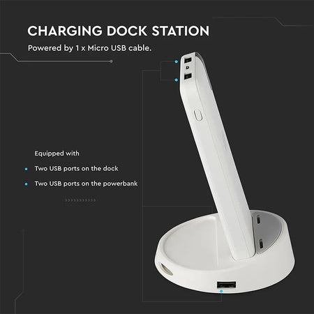 Power bank wireless 8000 mAh, afișaj digital, alb, V-Tac SKU-8861