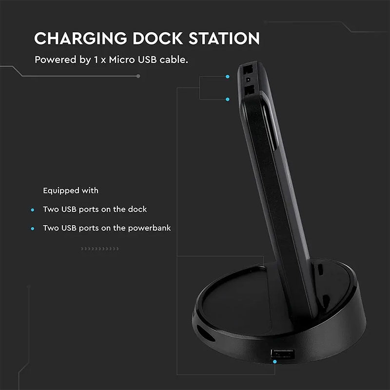 Power bank wireless 8000 mAh cu stand, negru V-Tac SKU-8863