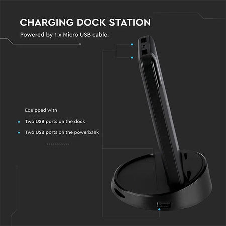 Power bank wireless 8000 mAh cu stand, negru V-Tac SKU-8863