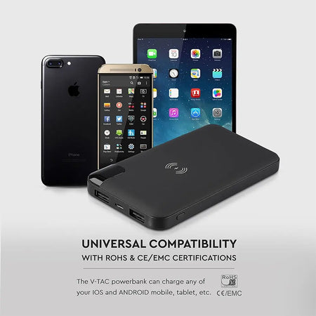 Power bank wireless 8000 mAh cu stand, negru V-Tac SKU-8863