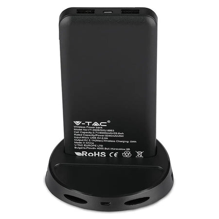 Power bank wireless 8000 mAh cu stand, negru V-Tac SKU-8863